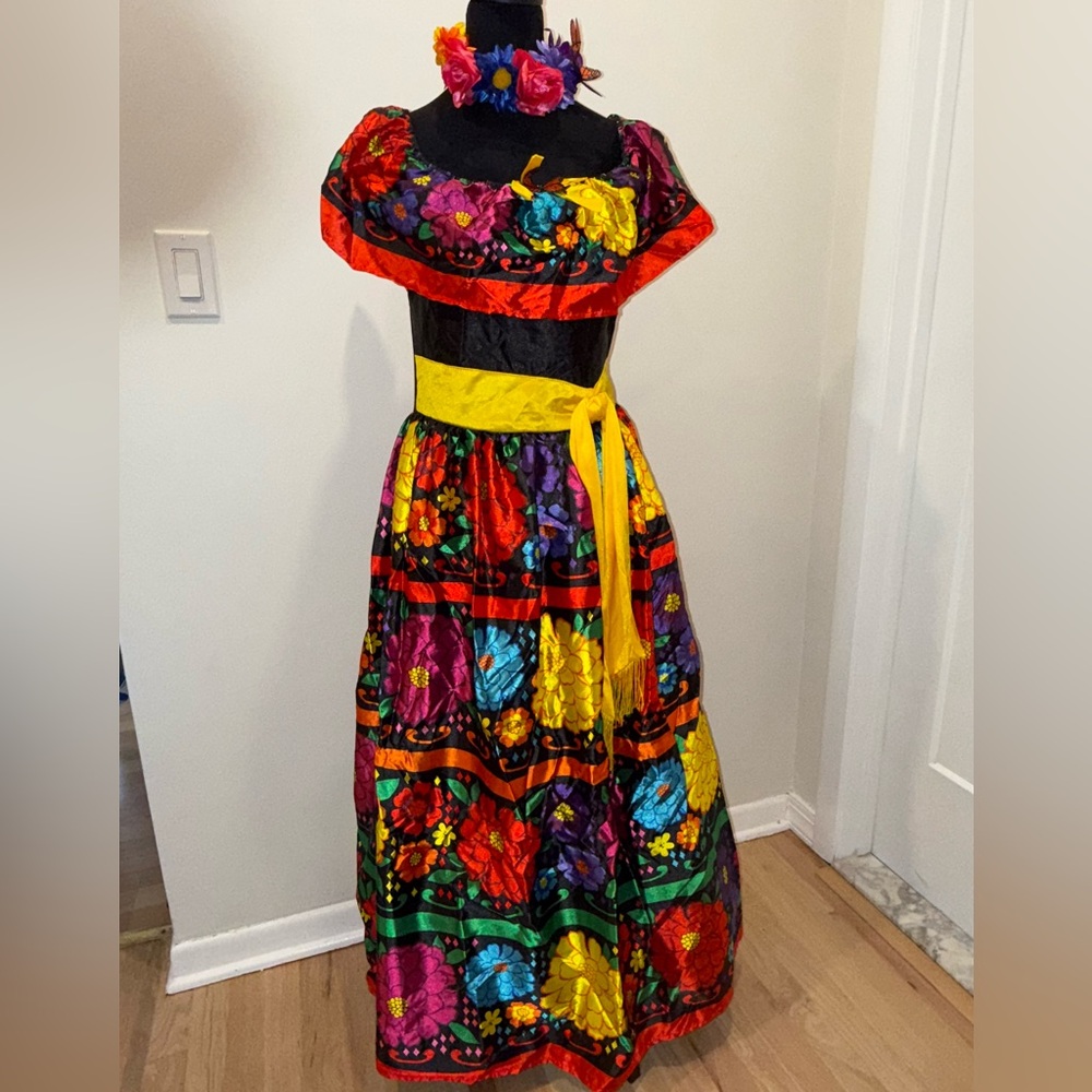 Colorful Floral Mexican Dress - Picture 1 of 5